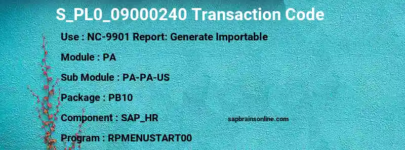 SAP S_PL0_09000240 transaction code