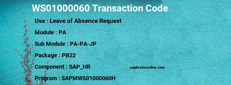 SAP WS01000060 transaction code