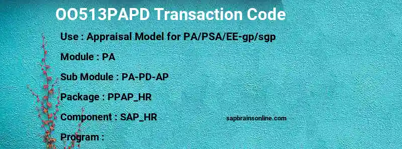 SAP OO513PAPD transaction code