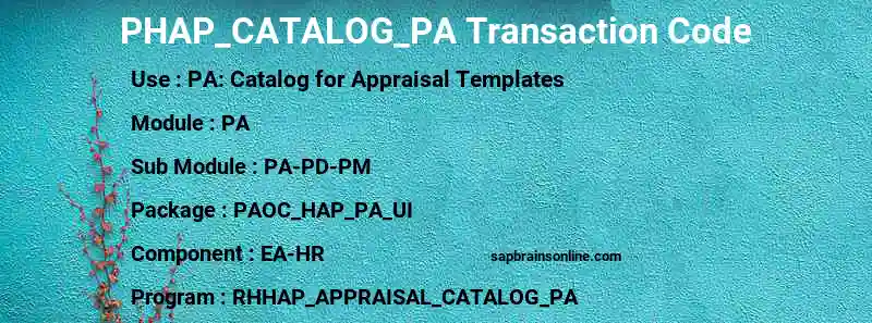 SAP PHAP_CATALOG_PA transaction code