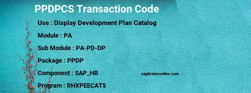 SAP PPDPCS transaction code