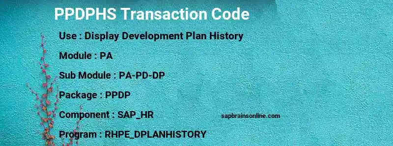 SAP PPDPHS transaction code