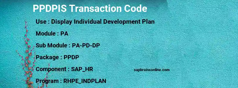 SAP PPDPIS transaction code