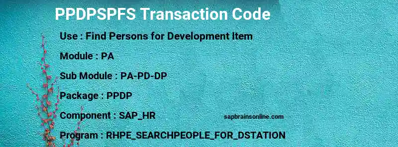 SAP PPDPSPFS transaction code