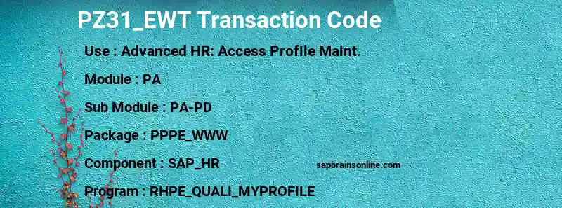 SAP PZ31_EWT transaction code
