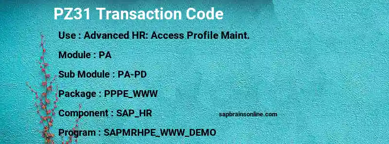 SAP PZ31 transaction code