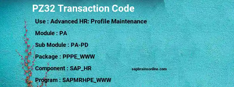 SAP PZ32 transaction code