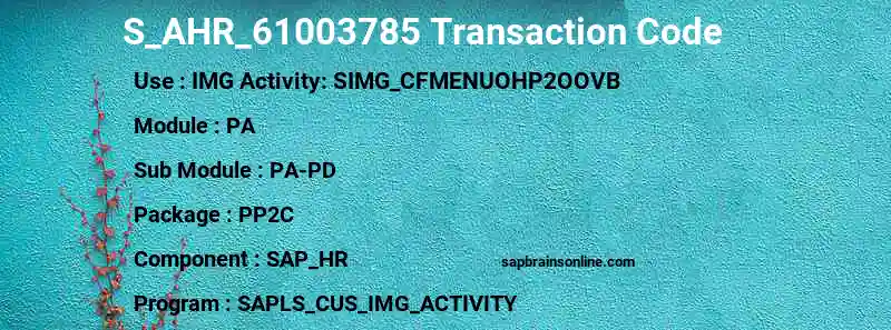 SAP S_AHR_61003785 transaction code