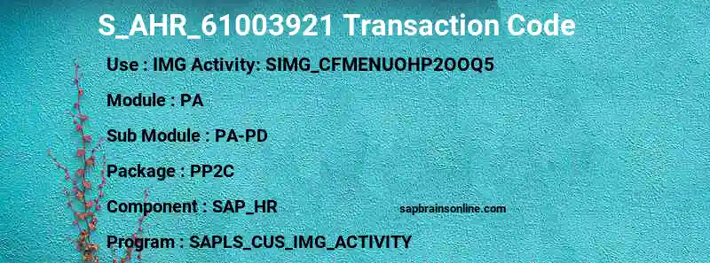 SAP S_AHR_61003921 transaction code