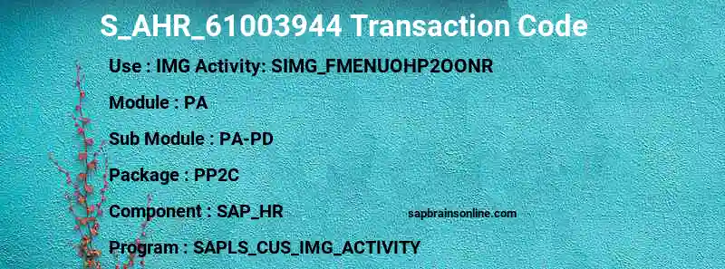 SAP S_AHR_61003944 transaction code