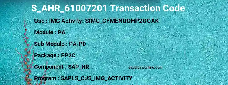 SAP S_AHR_61007201 transaction code