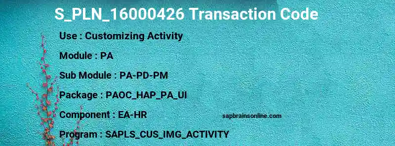 SAP S_PLN_16000426 transaction code