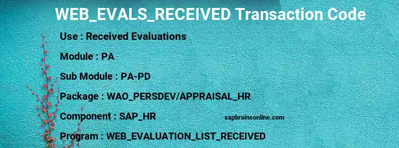 SAP WEB_EVALS_RECEIVED transaction code