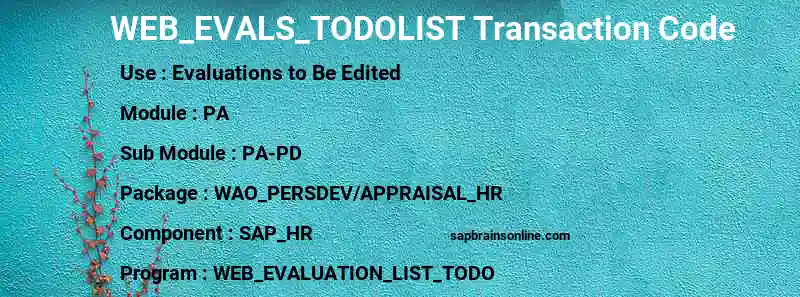 SAP WEB_EVALS_TODOLIST transaction code