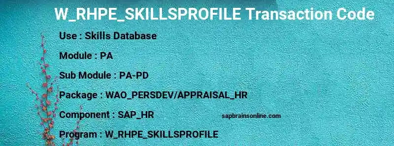 SAP W_RHPE_SKILLSPROFILE transaction code