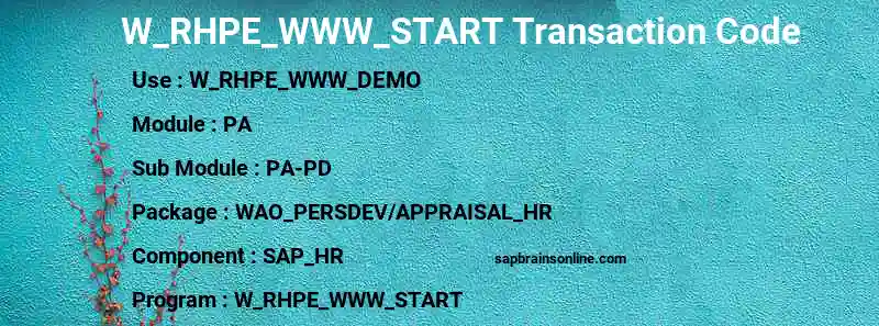 SAP W_RHPE_WWW_START transaction code