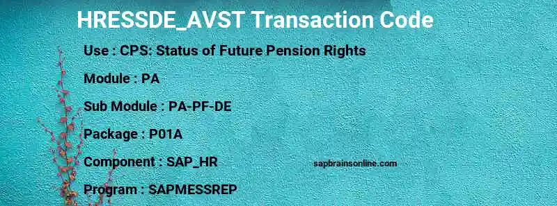 SAP HRESSDE_AVST transaction code