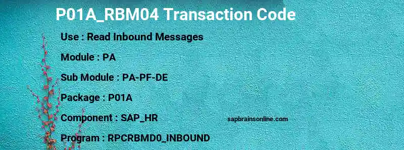 SAP P01A_RBM04 transaction code