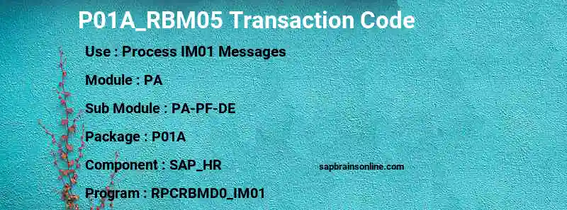 SAP P01A_RBM05 transaction code