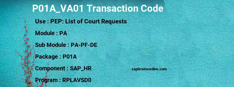 SAP P01A_VA01 transaction code