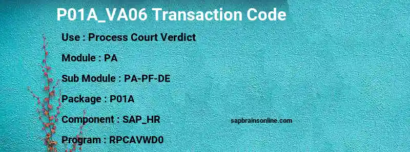 SAP P01A_VA06 transaction code
