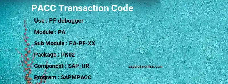 SAP PACC transaction code