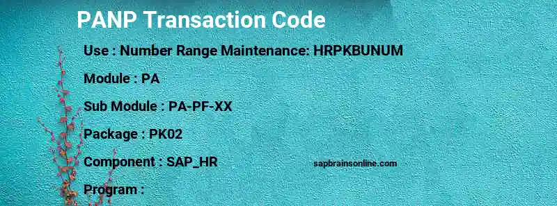 SAP PANP transaction code
