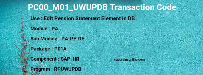 SAP PC00_M01_UWUPDB transaction code