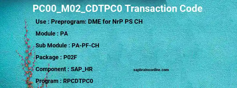 SAP PC00_M02_CDTPC0 transaction code