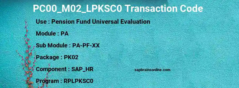 SAP PC00_M02_LPKSC0 transaction code