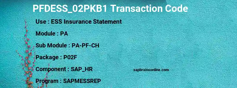 SAP PFDESS_02PKB1 transaction code