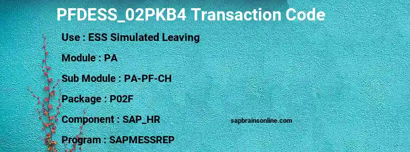 SAP PFDESS_02PKB4 transaction code
