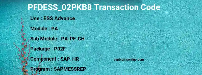 SAP PFDESS_02PKB8 transaction code