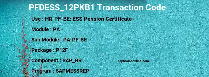 SAP PFDESS_12PKB1 transaction code
