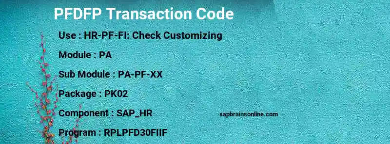 SAP PFDFP transaction code