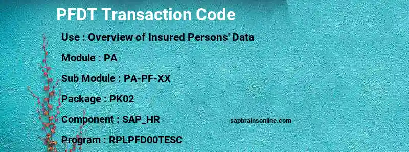 SAP PFDT transaction code