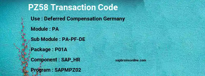 SAP PZ58 transaction code