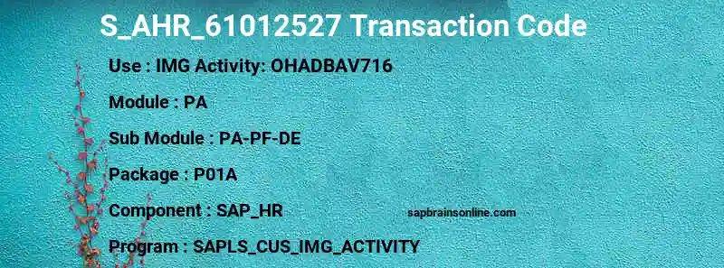 SAP S_AHR_61012527 transaction code