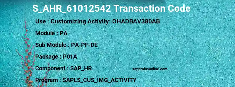 SAP S_AHR_61012542 transaction code