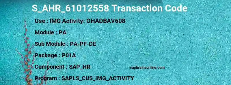 SAP S_AHR_61012558 transaction code