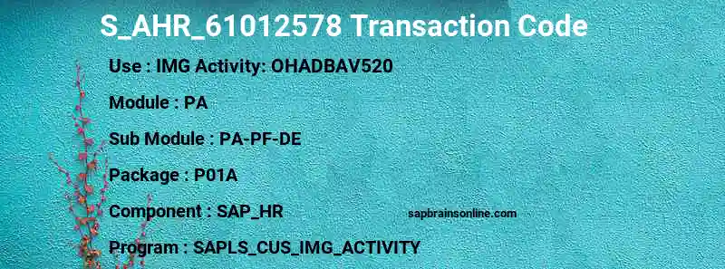 SAP S_AHR_61012578 transaction code