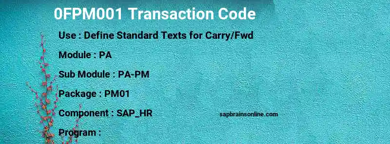 SAP 0FPM001 transaction code