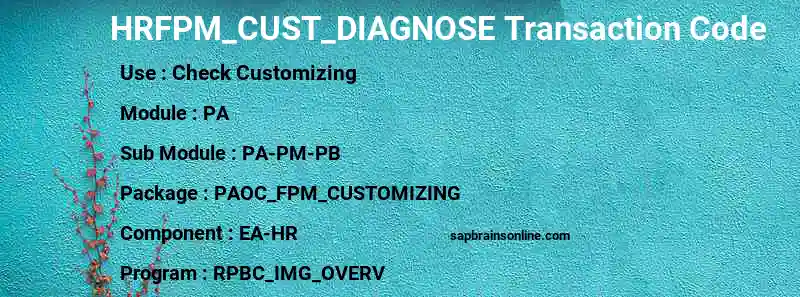 SAP HRFPM_CUST_DIAGNOSE transaction code