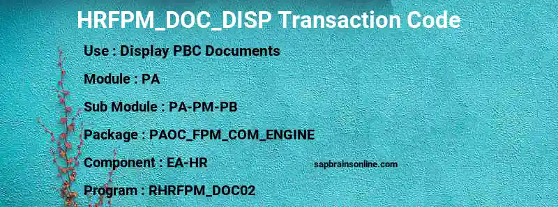SAP HRFPM_DOC_DISP transaction code