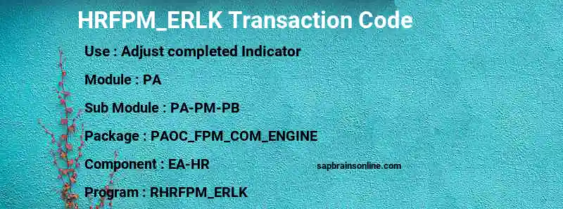 SAP HRFPM_ERLK transaction code