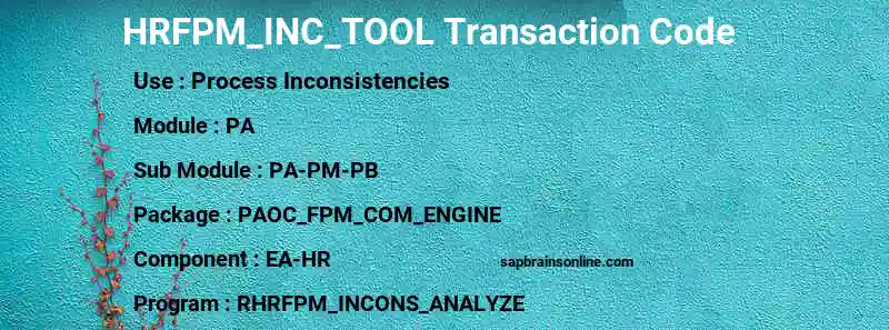 SAP HRFPM_INC_TOOL transaction code