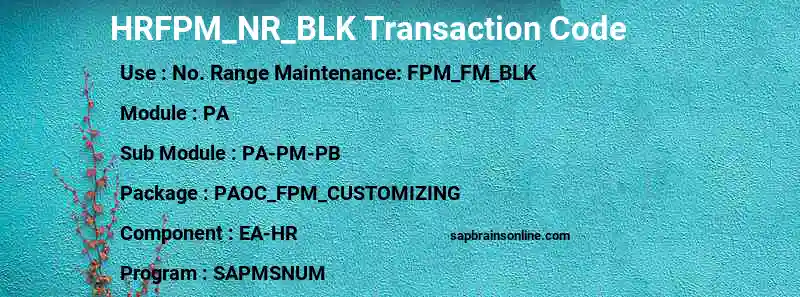 SAP HRFPM_NR_BLK transaction code