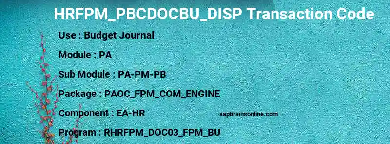 SAP HRFPM_PBCDOCBU_DISP transaction code