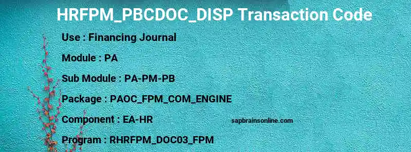 SAP HRFPM_PBCDOC_DISP transaction code