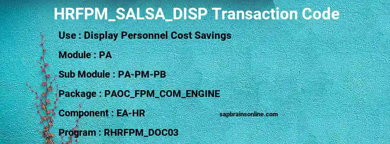 SAP HRFPM_SALSA_DISP transaction code
